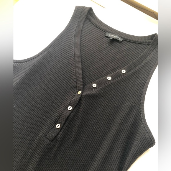 Black Bodysuit with Gold Button Detailing from Dynamite - Picture 3 of 3